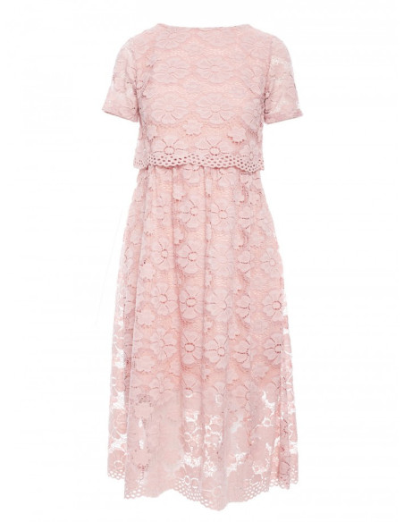 M405 Nėriniuota midi suknelė - rožinė