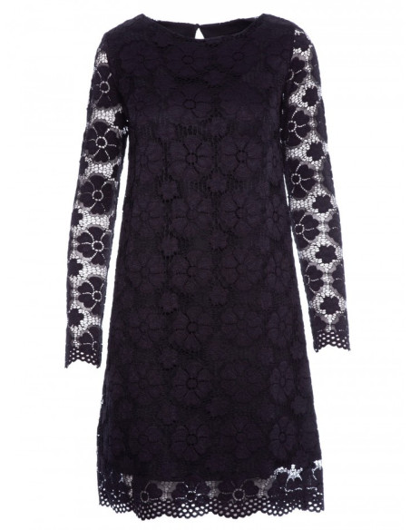 M406 Nėriniuota trapecijos formos suknelė - juoda