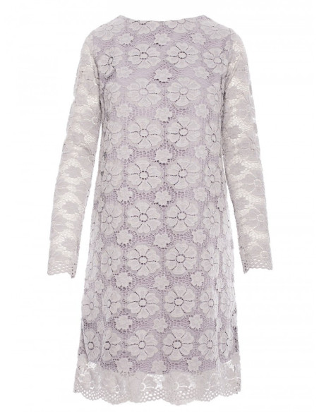 M406 Nėriniuota trapecijos formos suknelė - pilka