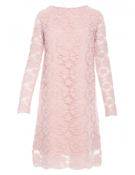 M406 Nėriniuota trapecijos formos suknelė - rožinė