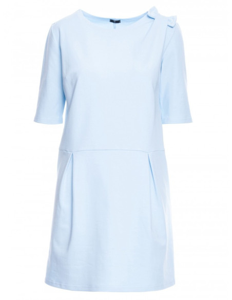M422 Tiesi suknelė su lankeliu ant peties - mėlyna