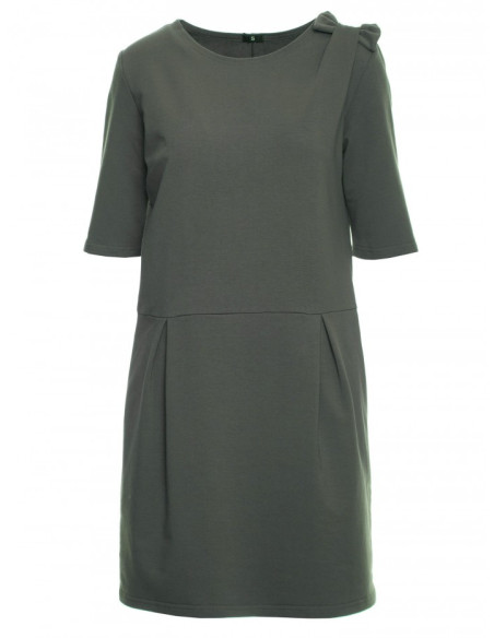 M422 Tiesi suknelė su lankeliu ant peties - kariškai žalia