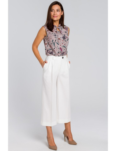 S139 Moteriškos "culotte" kelnės - ecru spalvos