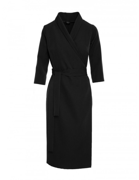 S175 Vokinė suknelė su juosmens diržu - juoda