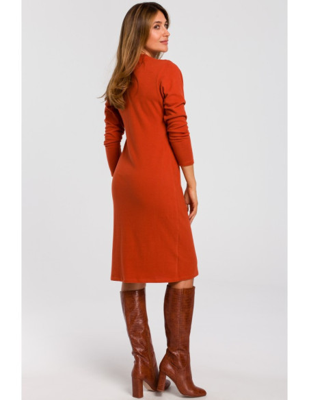 S178 Džemperio suknelė ilgomis rankovėmis - raudona