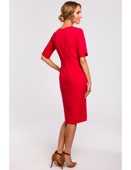 M455 Suknelė V formos iškirpte - raudona
