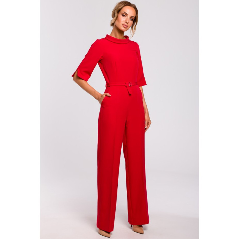 M463 Jumpsuit with a stand-up collar - red