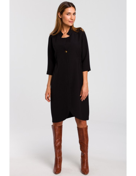 S189 Striukė suknelė su elastine juosta - juoda