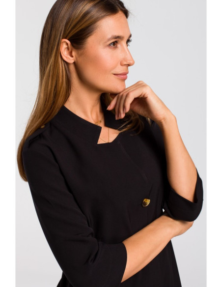 S189 Striukė suknelė su elastine juosta - juoda