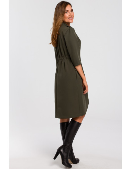 S189 Švarkas suknelė su guma - chaki spalvos