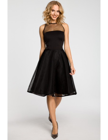 M148 Vakarinė suknelė su prigludusia viršutine dalimi - juoda