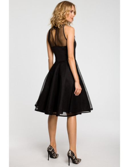 M148 Vakarinė suknelė su prigludusia viršutine dalimi - juoda