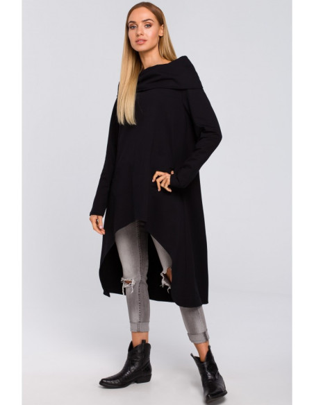 M477 Tunika plačia apykakle - juoda