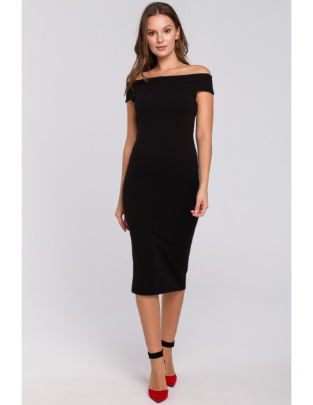 K001 Megzta midi suknelė - juoda