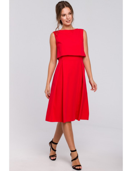 K005 Plėšyta suknelė su sparnais - raudona