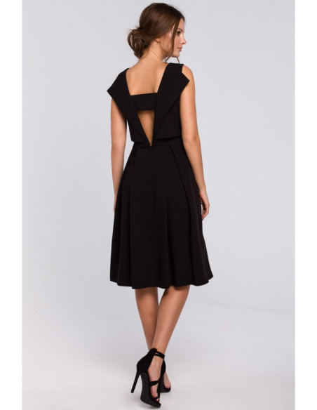 K005 Plėšyta suknelė su sparnais - juoda