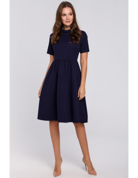 K028 Suknelė su stovinčia apykakle - rašalas