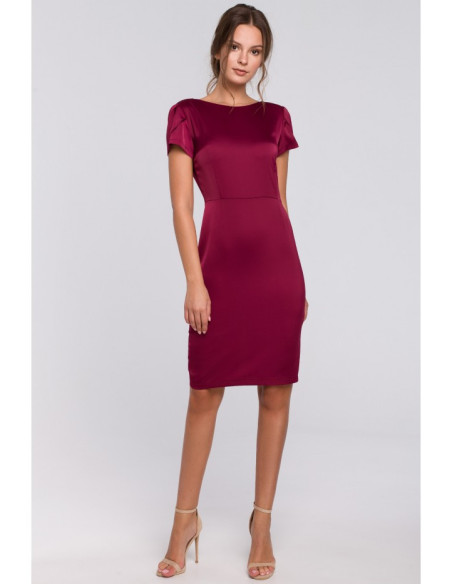 K041 Suknelė su vandens iškirpte nugaroje - bordo spalvos