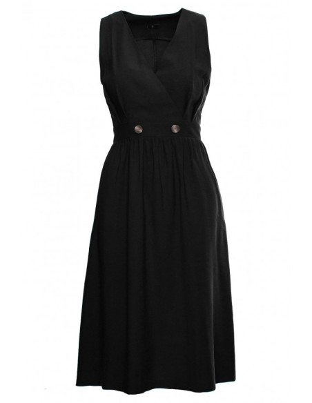 S224 Suknelė be rankovių su platėjančia apačia - juoda