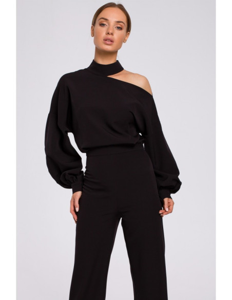 M528 Kombinezonas su bufetinėmis rankovėmis - juodas