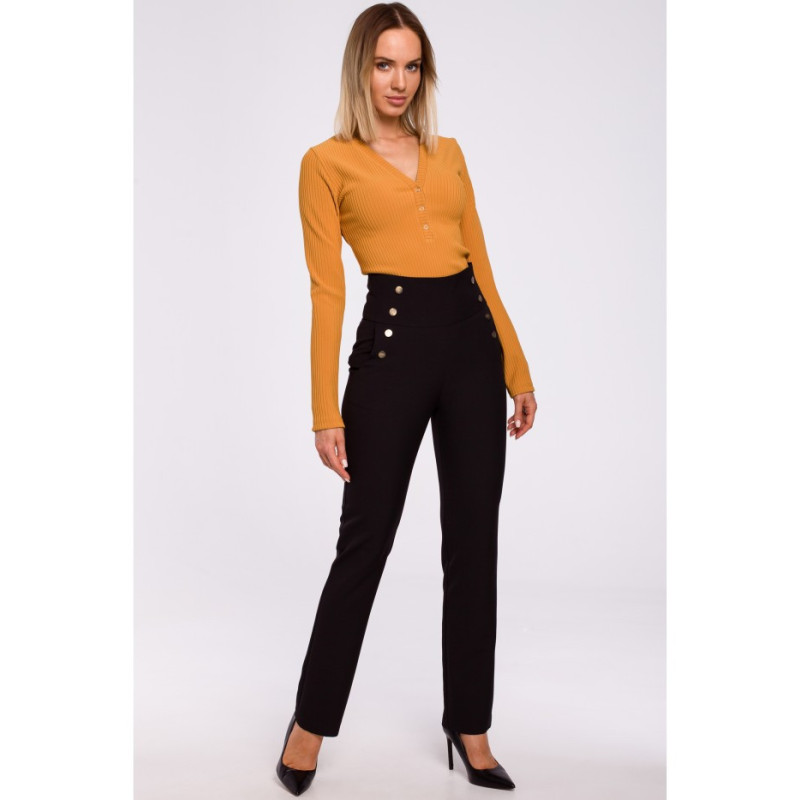 M530 High waisted trousers with decorative press studs -...