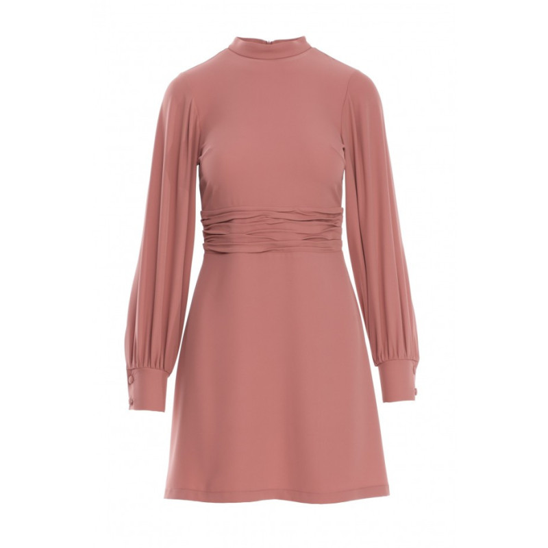 K078 Suknelė su raukšlėtu diržu - rožinė 2