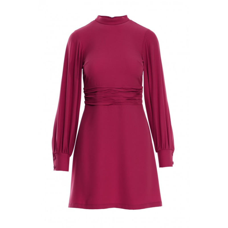 K078 Suknelė su raukšlėtu diržu - slyvinė 2