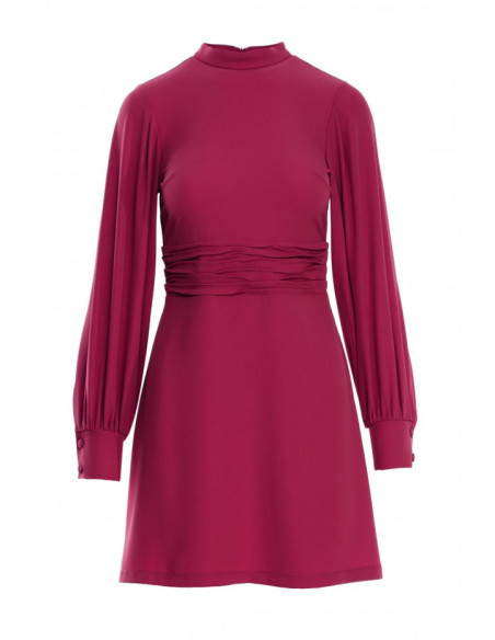 K078 Suknelė su raukšlėtu diržu - slyvinė