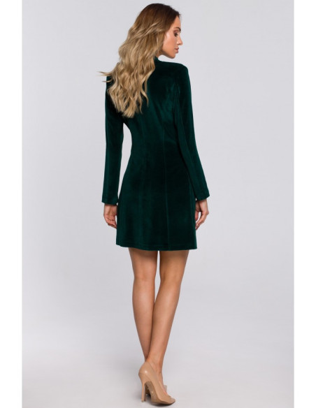 Tamsiai žalia, veliūrinė suknelė