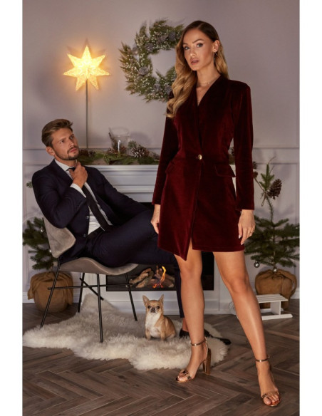 Bordo spalvos, veliūrinė suknelė