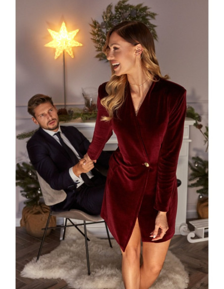 Bordo spalvos, veliūrinė suknelė