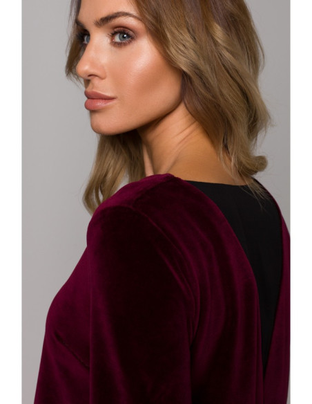 Bordo spalvos, veliūrinė suknelė