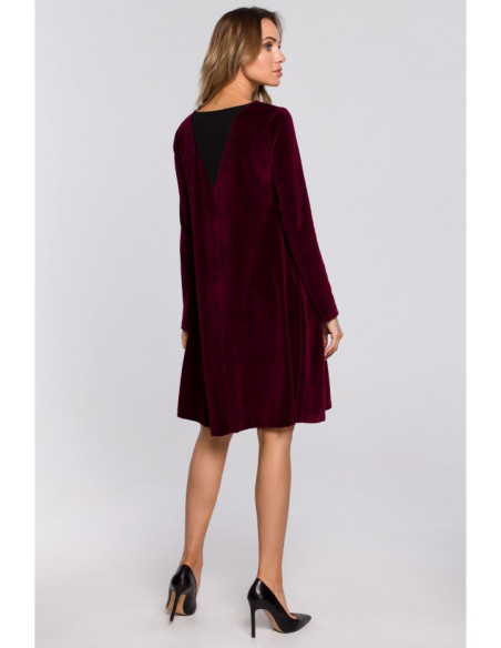 Bordo spalvos, veliūrinė suknelė