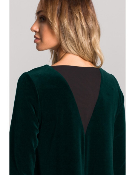 Tamsiai žalia, veliūrinė suknelė