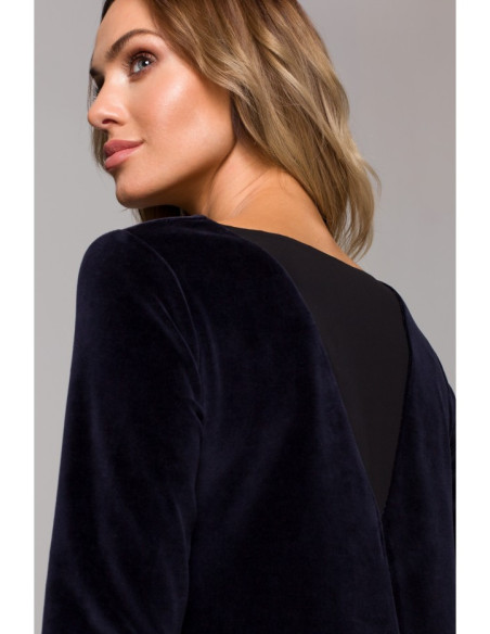 Tamsiai mėlyna, veliūrinė suknelė