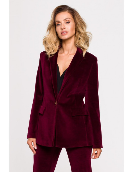 Bordo spalvos, veliūrinis švarkas