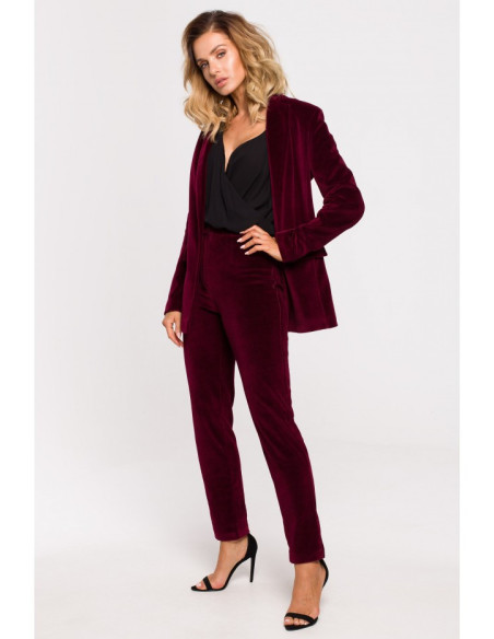 Bordo spalvos, veliūrinis švarkas