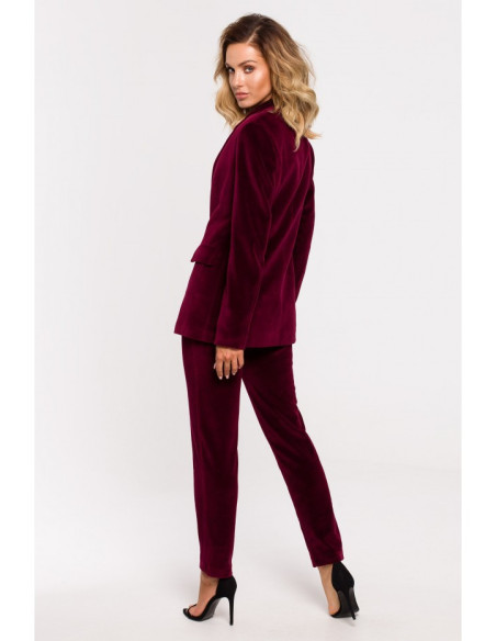 Bordo spalvos, veliūrinis švarkas