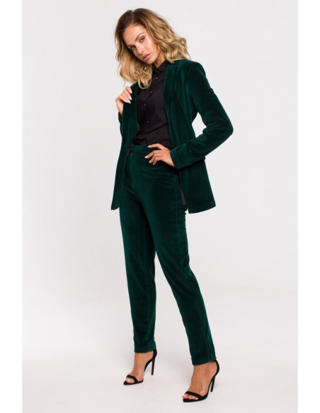 Tamsiai žalias, veliūrinis švarkas