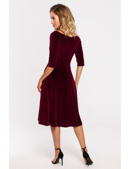Bordo spalvos, veliūrinė suknelė