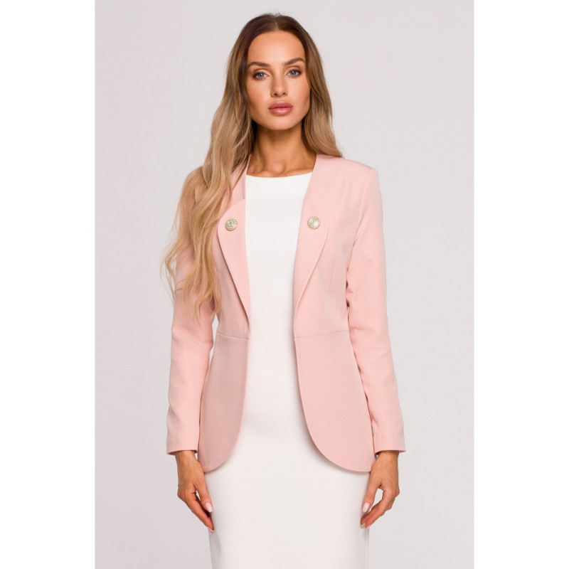 Rausvas švarkelis su sagomis