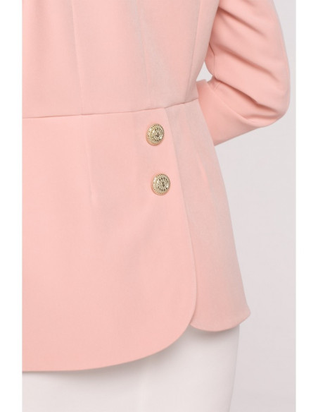 Rausvas švarkelis su sagomis