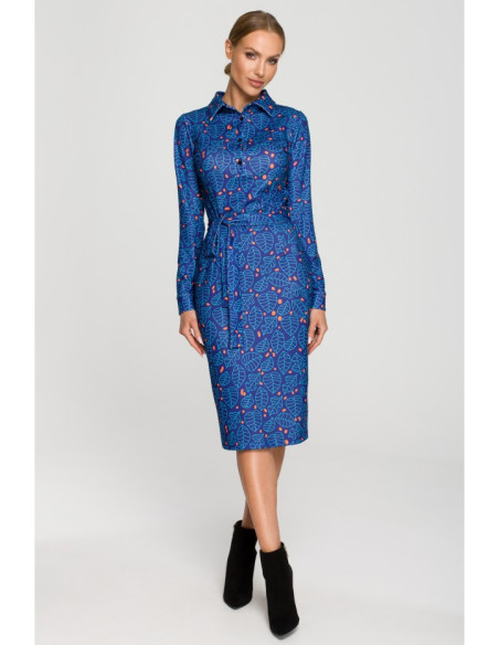 M706 Printed sheath dress with a collar - model 1