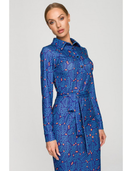 M706 Printed sheath dress with a collar - model 1