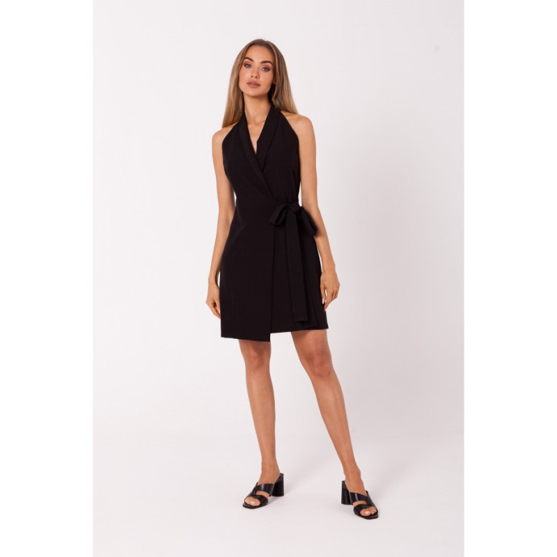 M747 Blazer dress with a tie detail - black