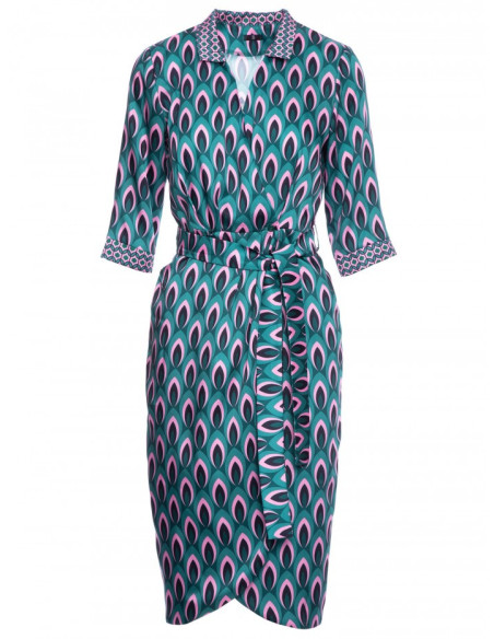 Žalsva unikalaus rašto suknelė