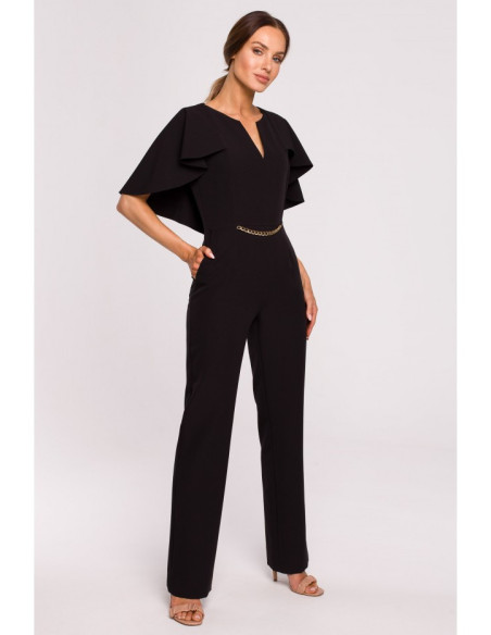 Juodas vientisas kombinezonas