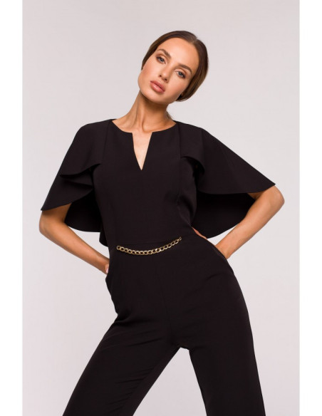 Juodas vientisas kombinezonas