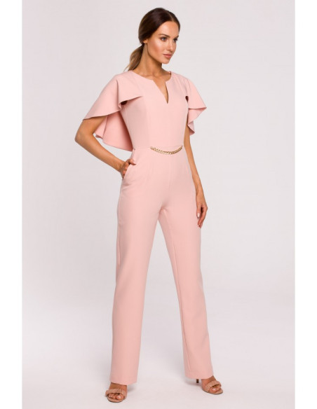 Rausvas vientisas kombinezonas