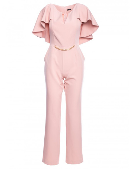 Rausvas vientisas kombinezonas